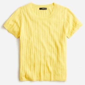 JCrew Silk-Cashmere Cropped T-shirt Lemon Zest Yellow M